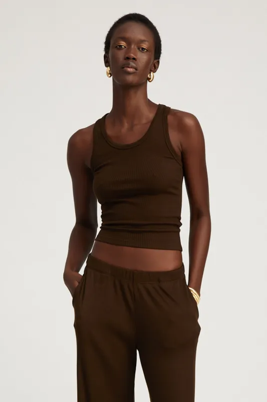 Americano Rib Fitted Scooped Tank sold by SPRWMN