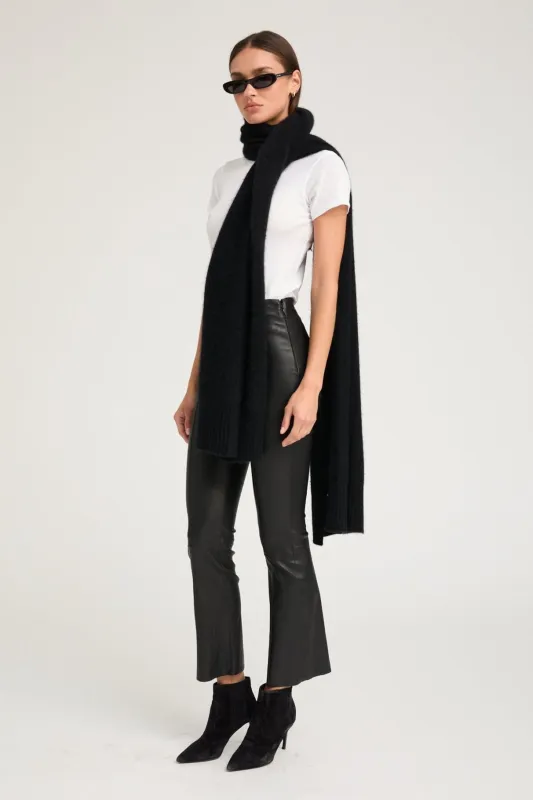 Black Leather Ankle Flare Pants with Princess Seams PR sold by SPRWMN