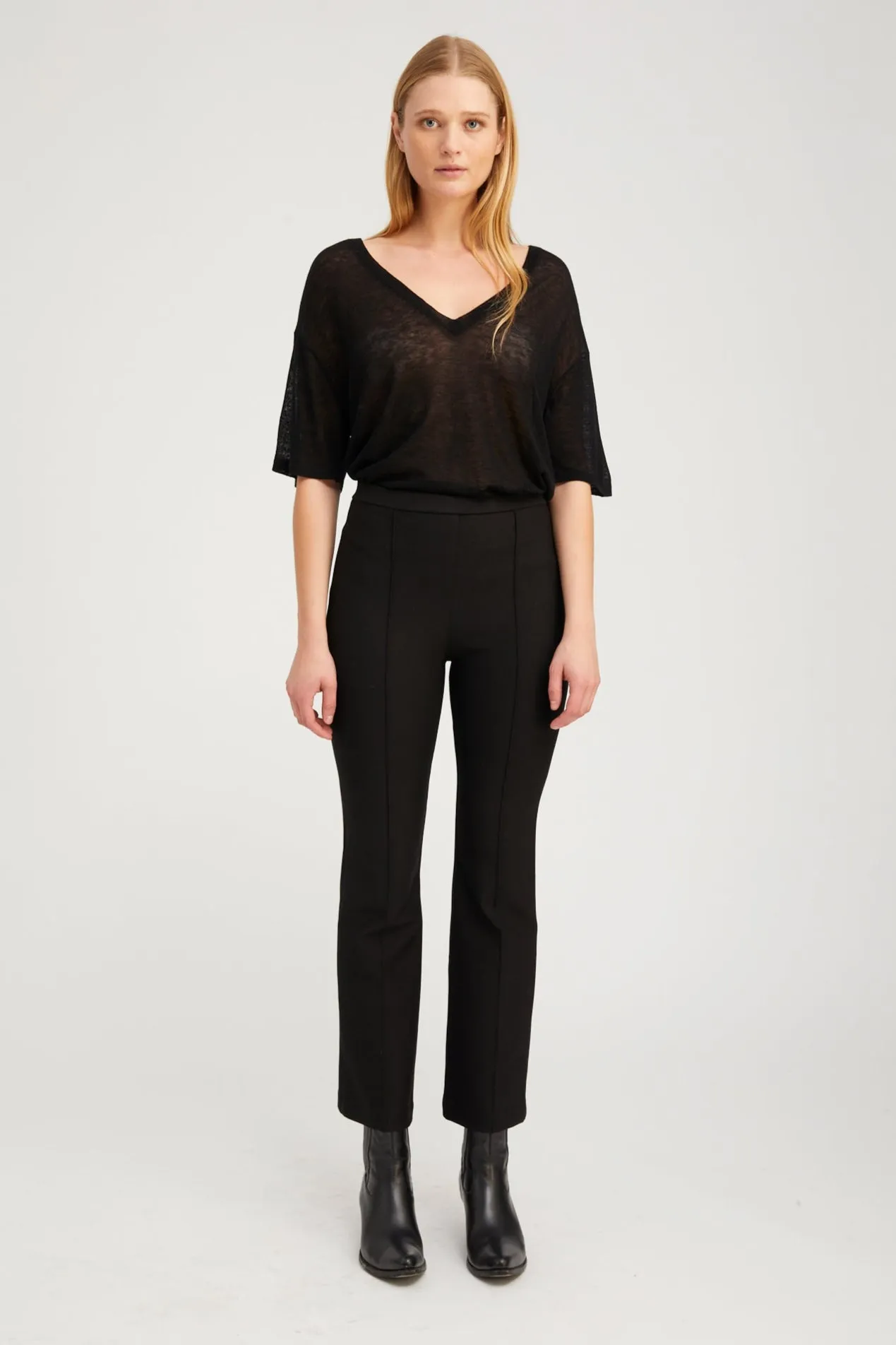 Black Casanova Ankle Flare Pintuck Pants PR sold by SPRWMN