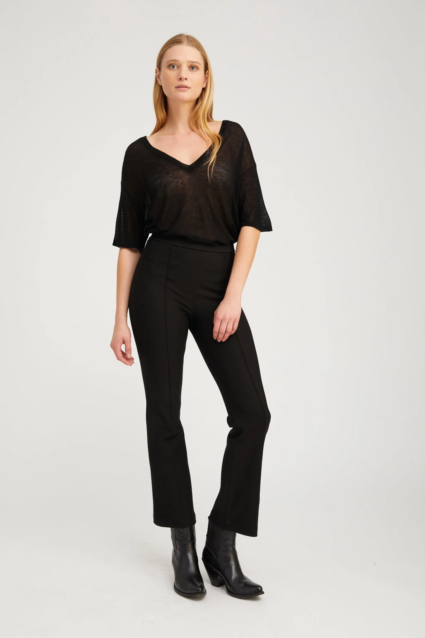 Black Casanova Ankle Flare Pintuck Pants PR sold by SPRWMN product image thumbnail 2