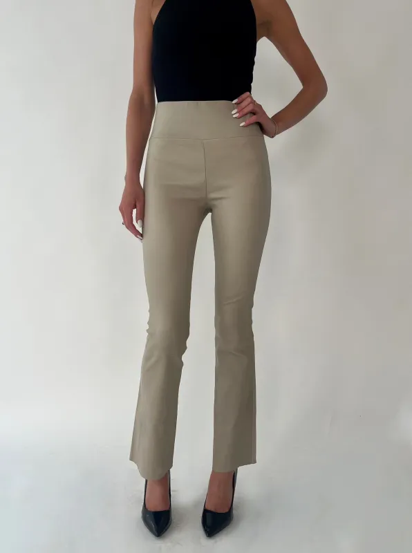 Beige Leather Ankle Flare  PR sold by SPRWMN