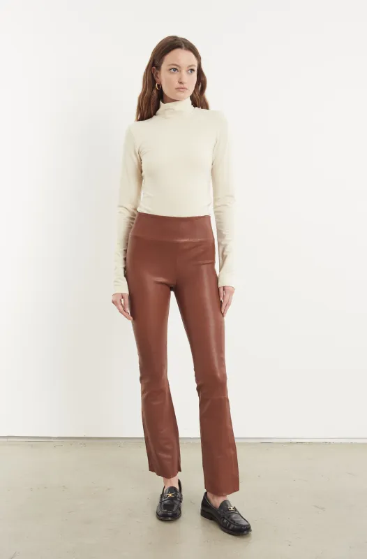 Cinnamon Leather Ankle Flare Leggings PR made by SPRWMN