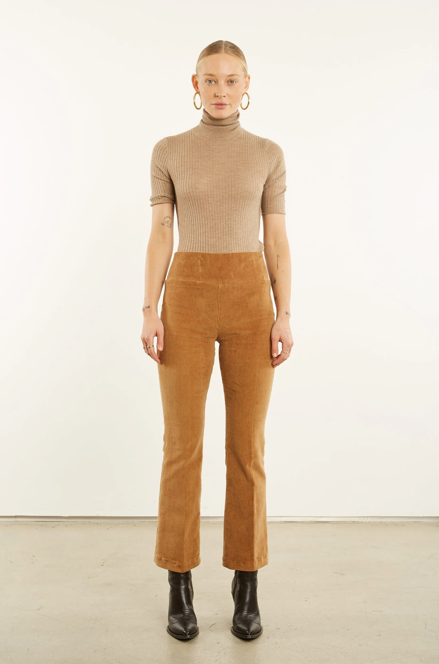 Camel Corduroy Ankle Flare Pants PR sold by SPRWMN