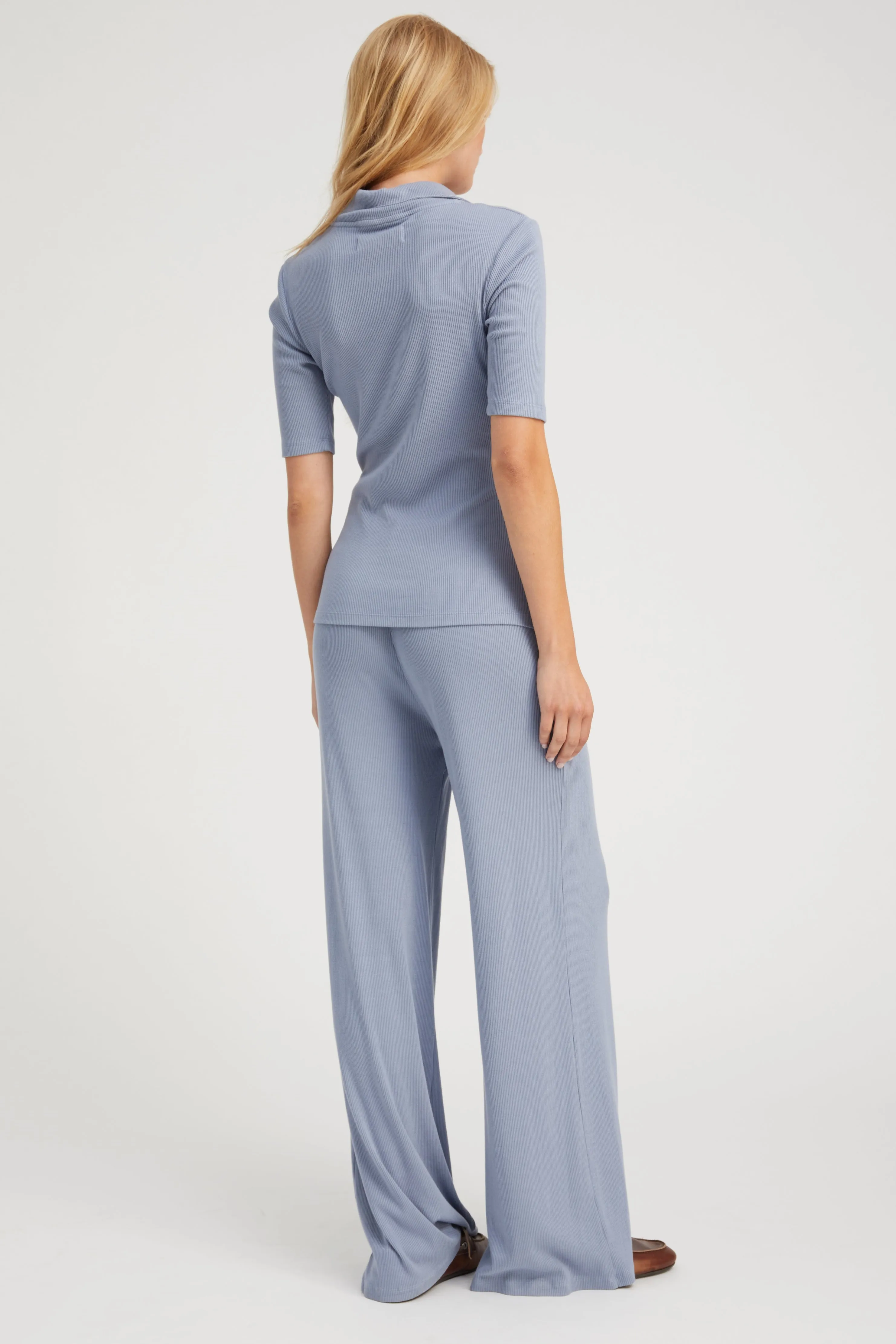 Steel Blue Rib Mid Sleeve Polo sold by SPRWMN product image thumbnail 4