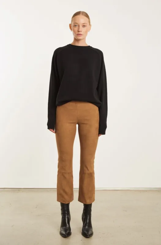 Dark Cognac Suede Crop Flare PR sold by SPRWMN