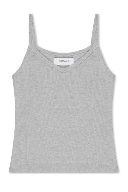 Heather Grey Rib V Neck Tank sold by SPRWMN