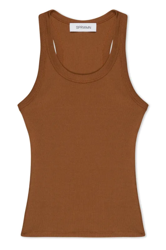 Chestnut Rib Fitted Scooped Tank sold by SPRWMN