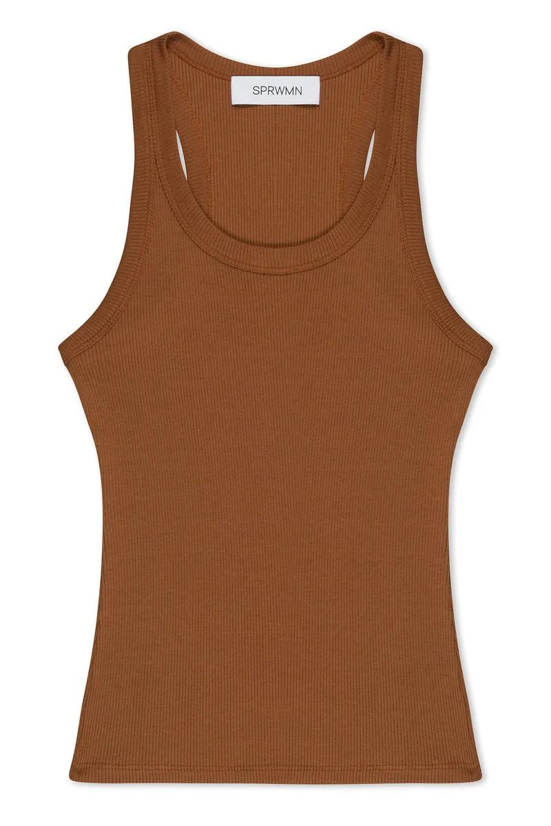 Chestnut Rib Fitted Scooped Tank sold by SPRWMN
