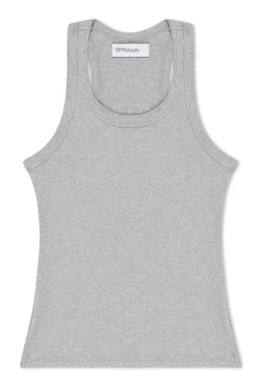 Heather Grey Rib Fitted Scooped Tank sold by SPRWMN