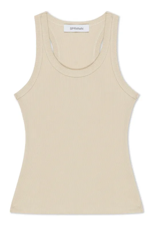 Pistachio Rib Fitted Scooped Tank sold by SPRWMN