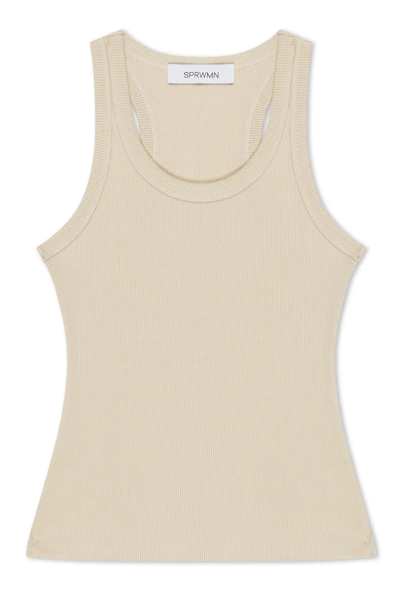 Pistachio Rib Fitted Scooped Tank sold by SPRWMN