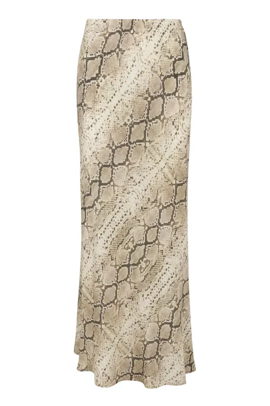 Beige Snakeskin Silk Bias Maxi Skirt sold by SPRWMN