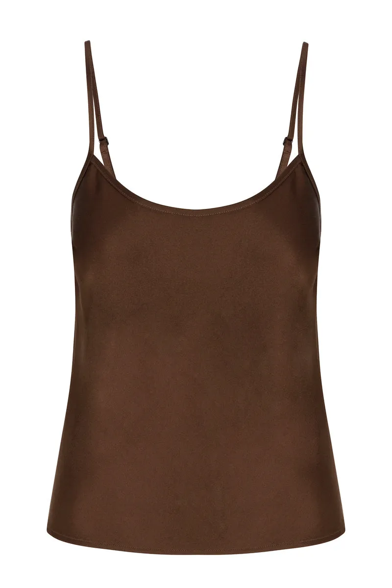 Brown Silk Spaghetti Strap Cami sold by SPRWMN