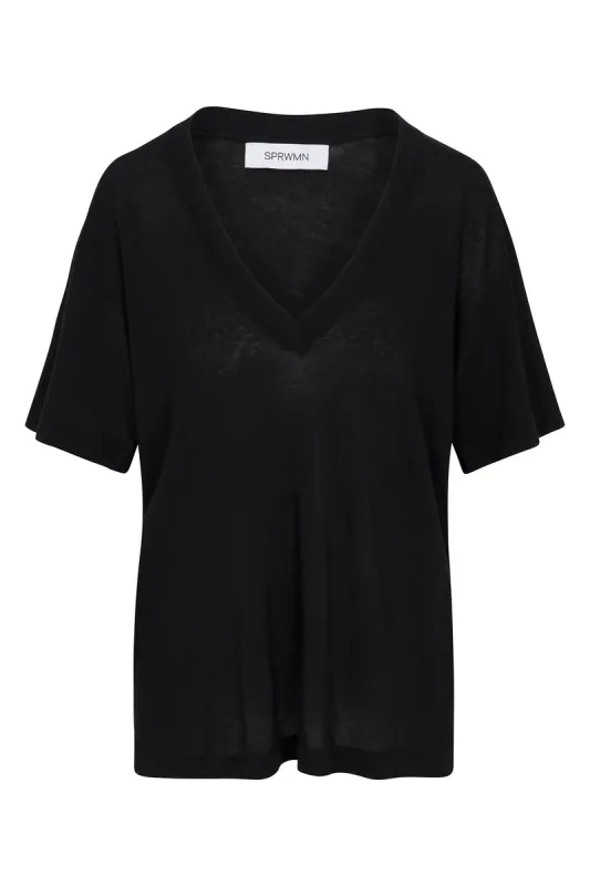 Black V-Neck Tee sold by SPRWMN