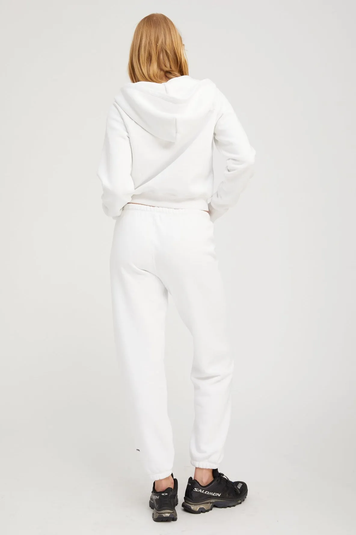 White Cotton Shrunken Zip Up Hoodie sold by SPRWMN product image thumbnail 4