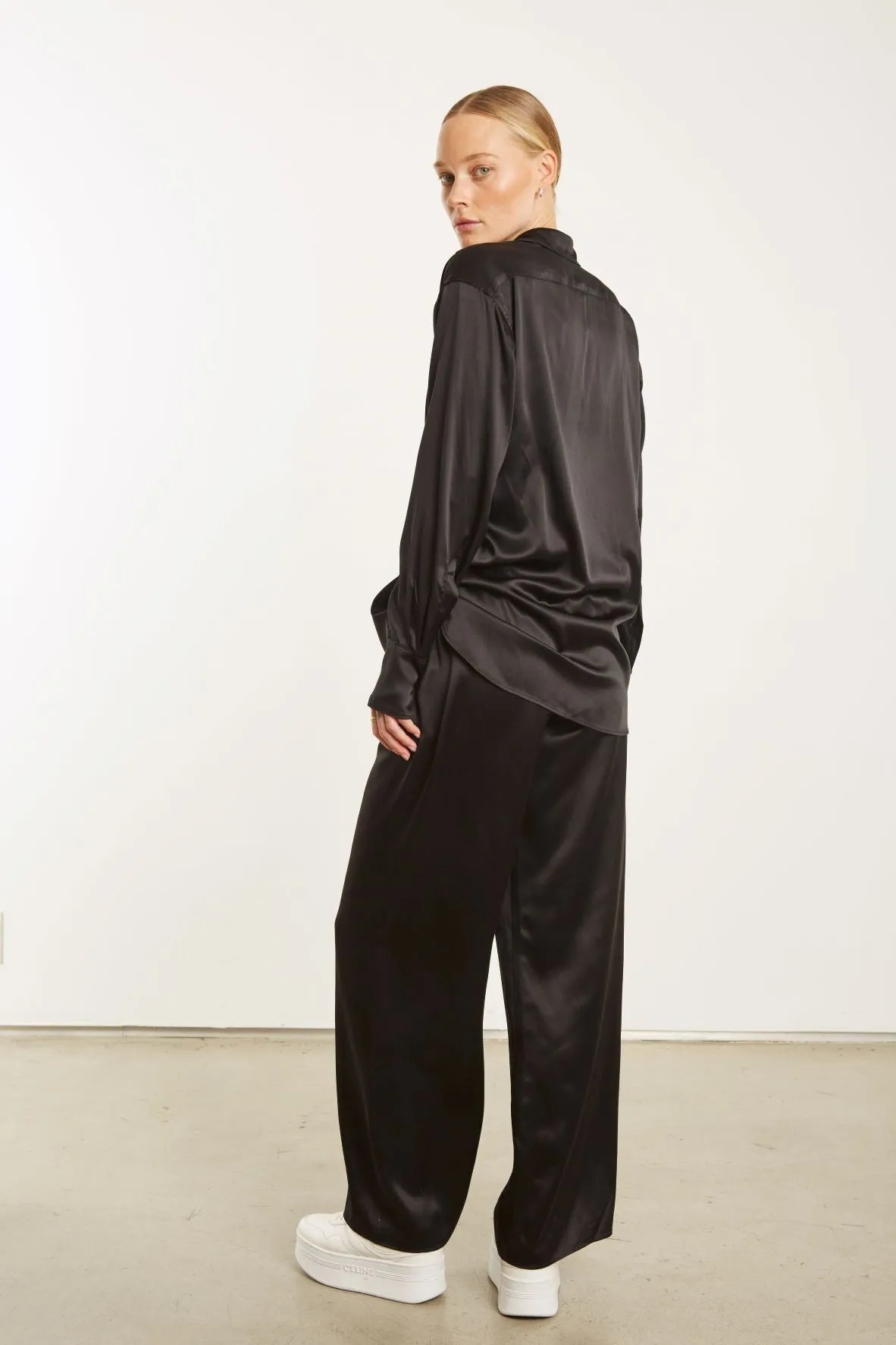 Black Silk Slim Button Down PR sold by SPRWMN product image thumbnail 4