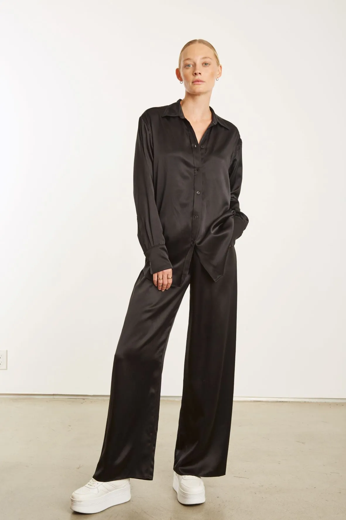 Black Silk Slim Button Down PR sold by SPRWMN product image thumbnail 2