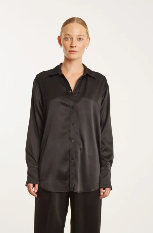 Black Silk Slim Button Down PR sold by SPRWMN