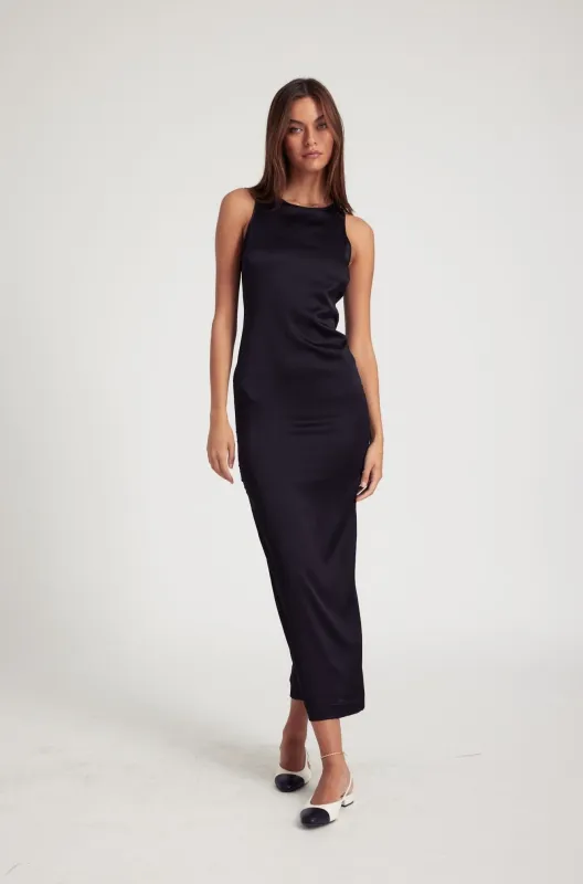 Black Silk Racer Maxi Dress PR sold by SPRWMN