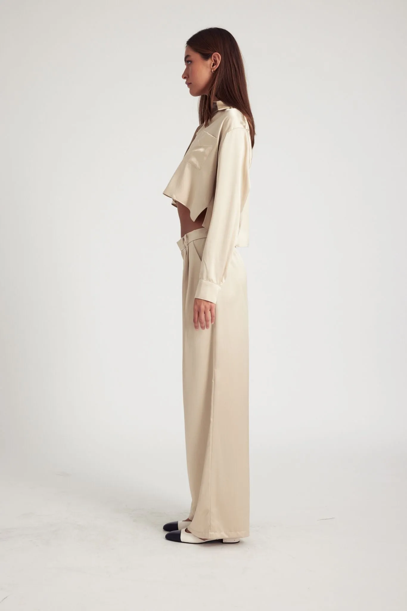 Sand Silk Pleated Trousers PR sold by SPRWMN product image thumbnail 4