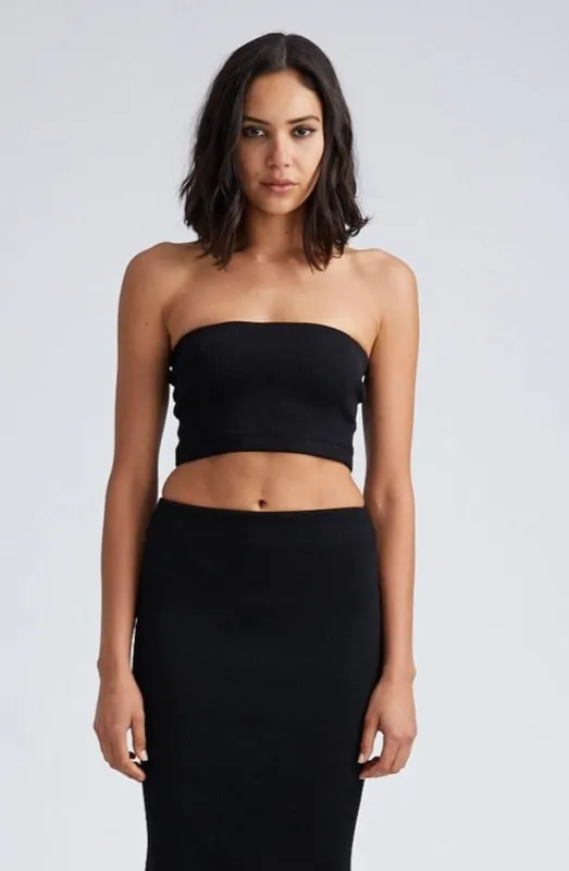 Black Stretch Jacquard Micro Tube Top PR sold by SPRWMN