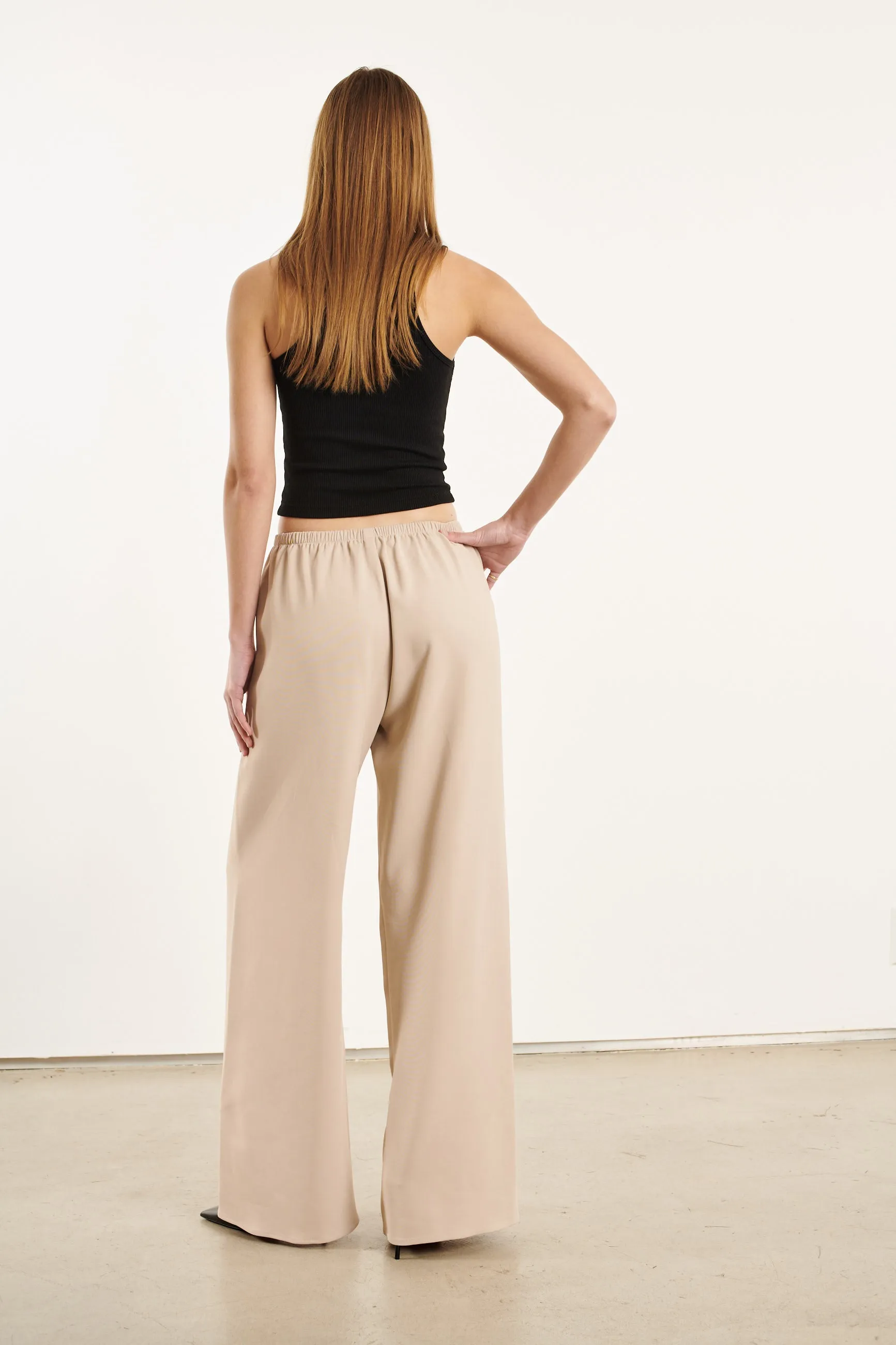 Khaki Crepe Easy Pants PR sold by SPRWMN product image thumbnail 4