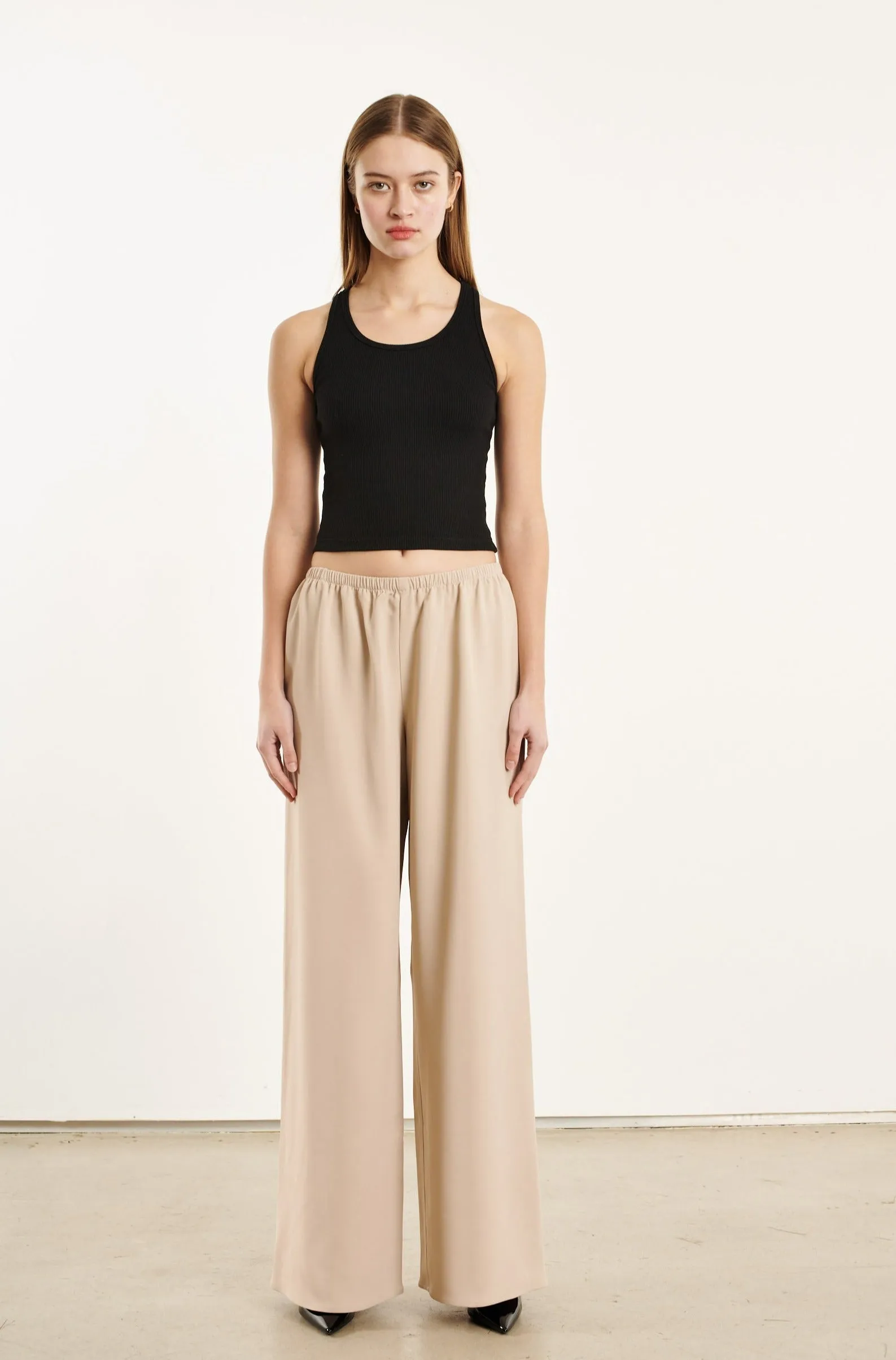 Khaki Crepe Easy Pants PR sold by SPRWMN