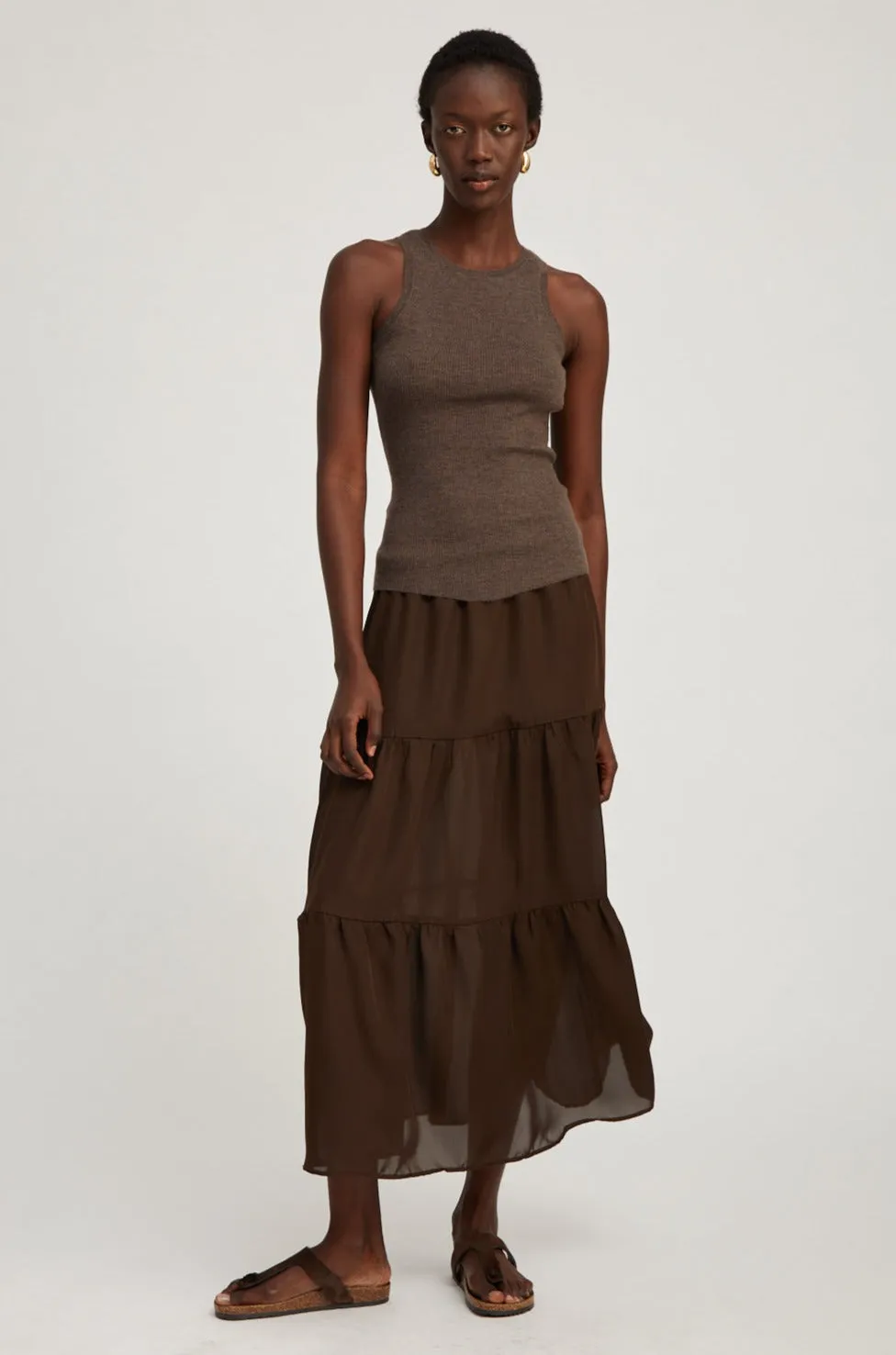 Heather Brown Ultra Fine Cashmere Racer Tank PR sold by SPRWMN product image thumbnail 5