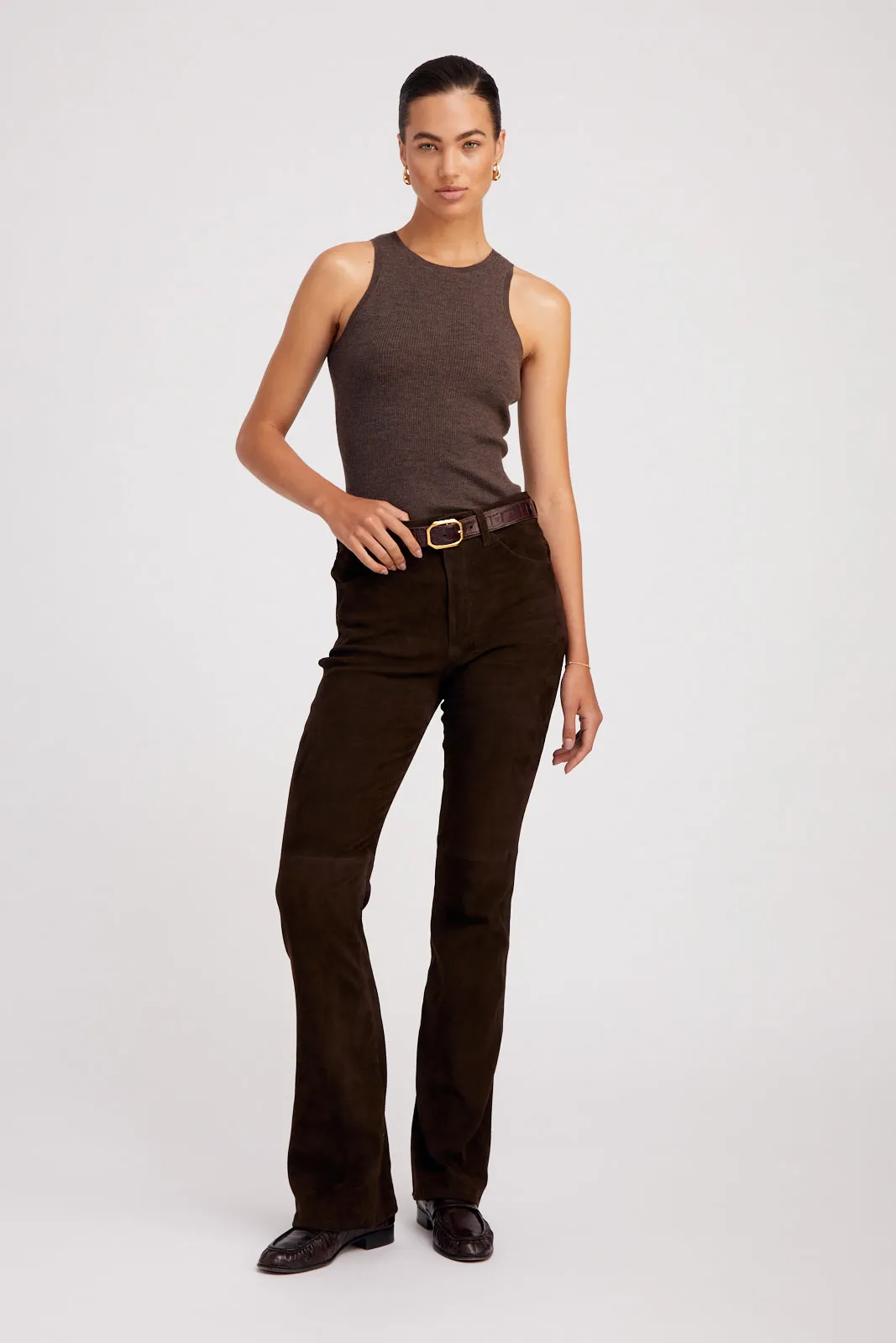 Heather Brown Ultra Fine Cashmere Racer Tank PR sold by SPRWMN product image thumbnail 2