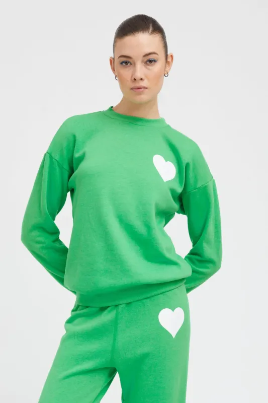 Bright Green Heart Sweatshirt sold by SPRWMN