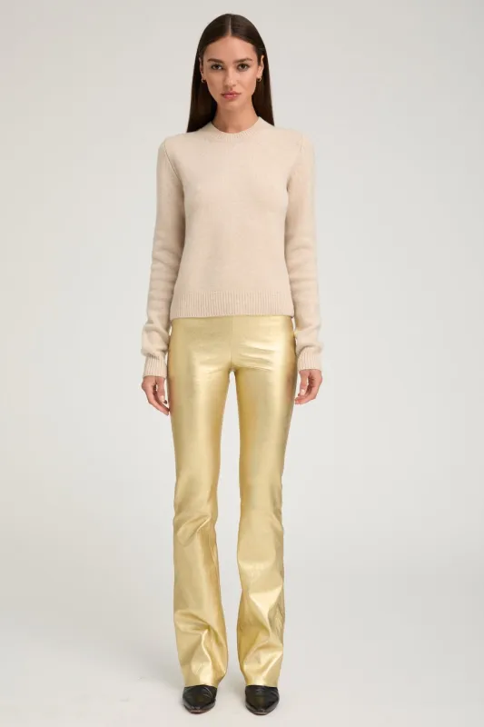 Metallic Gold Leather Micro Flare PR sold by SPRWMN