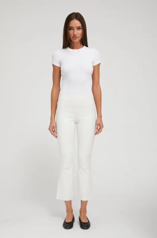 White Leather Crop Flare PR sold by SPRWMN