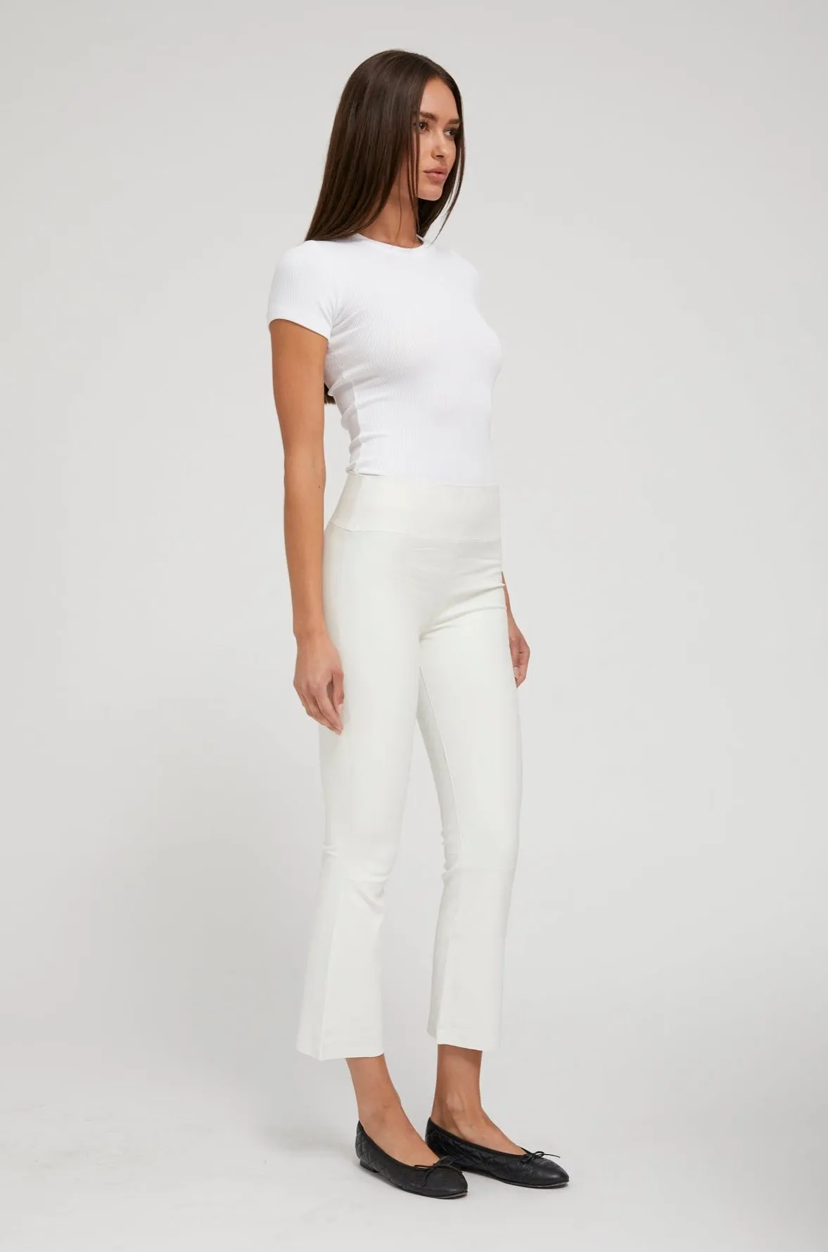 White Leather Crop Flare PR sold by SPRWMN product image thumbnail 3