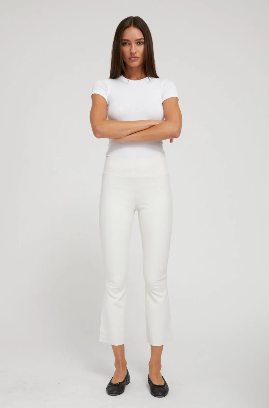 White Leather Crop Flare PR sold by SPRWMN product image thumbnail 2