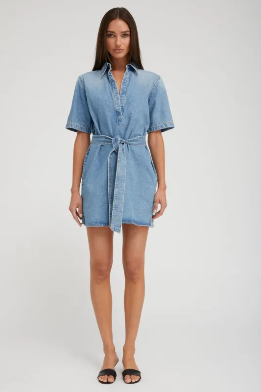 Paradis Denim Mini Henley Dress PR sold by SPRWMN