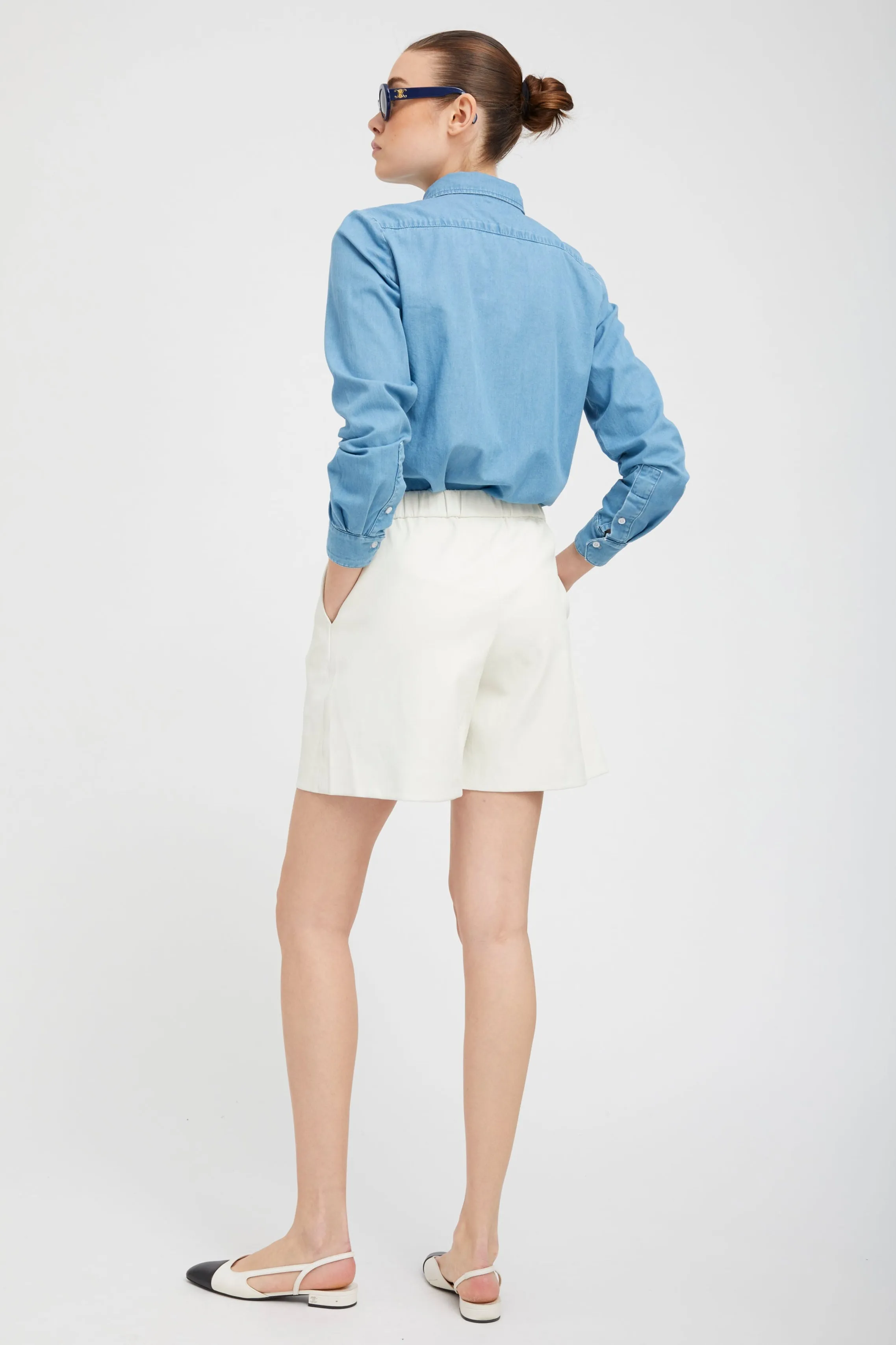 White Leather Culotte Shorts sold by SPRWMN product image thumbnail 4