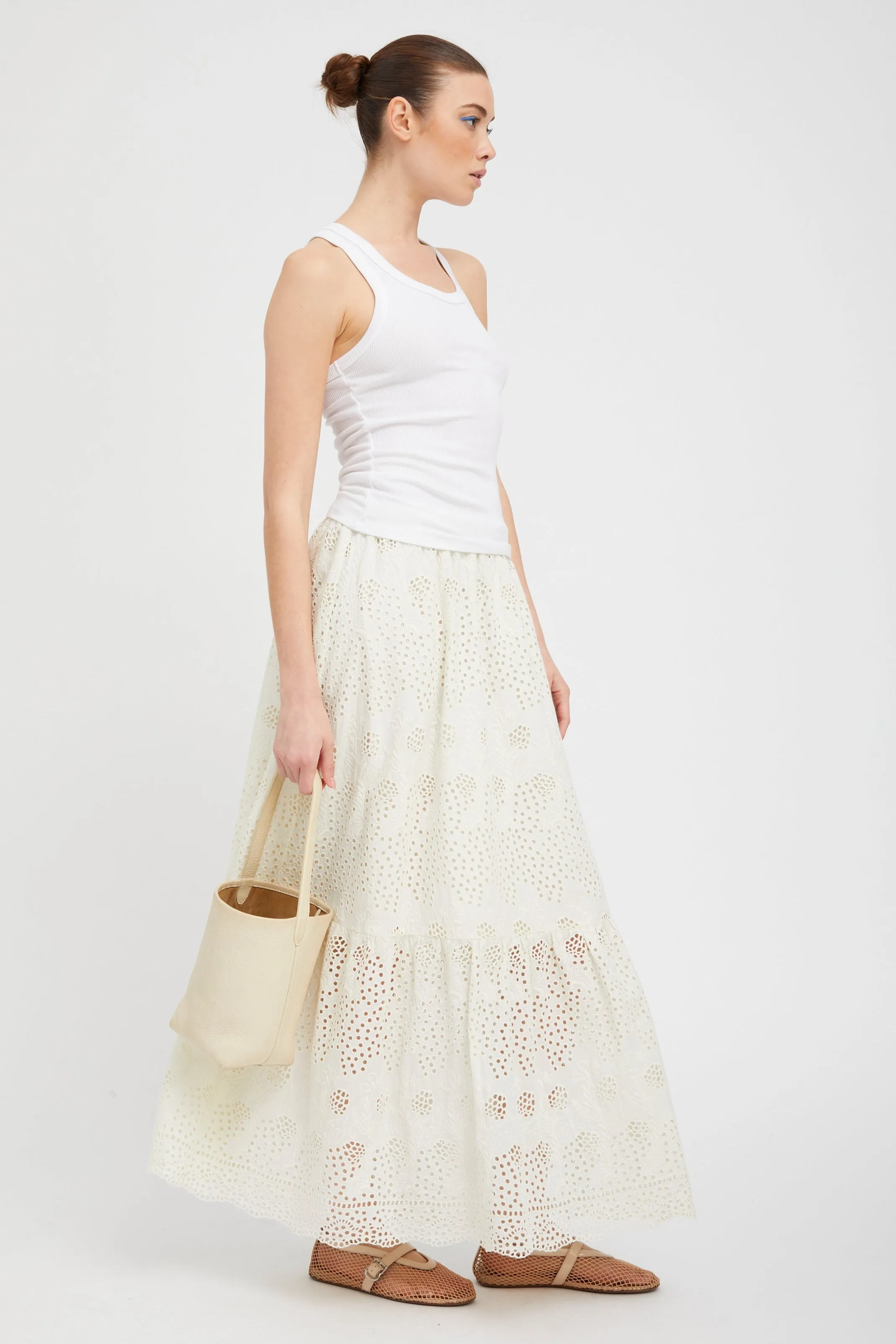 White Eyelet Ali Maxi Skirt sold by SPRWMN product image thumbnail 3