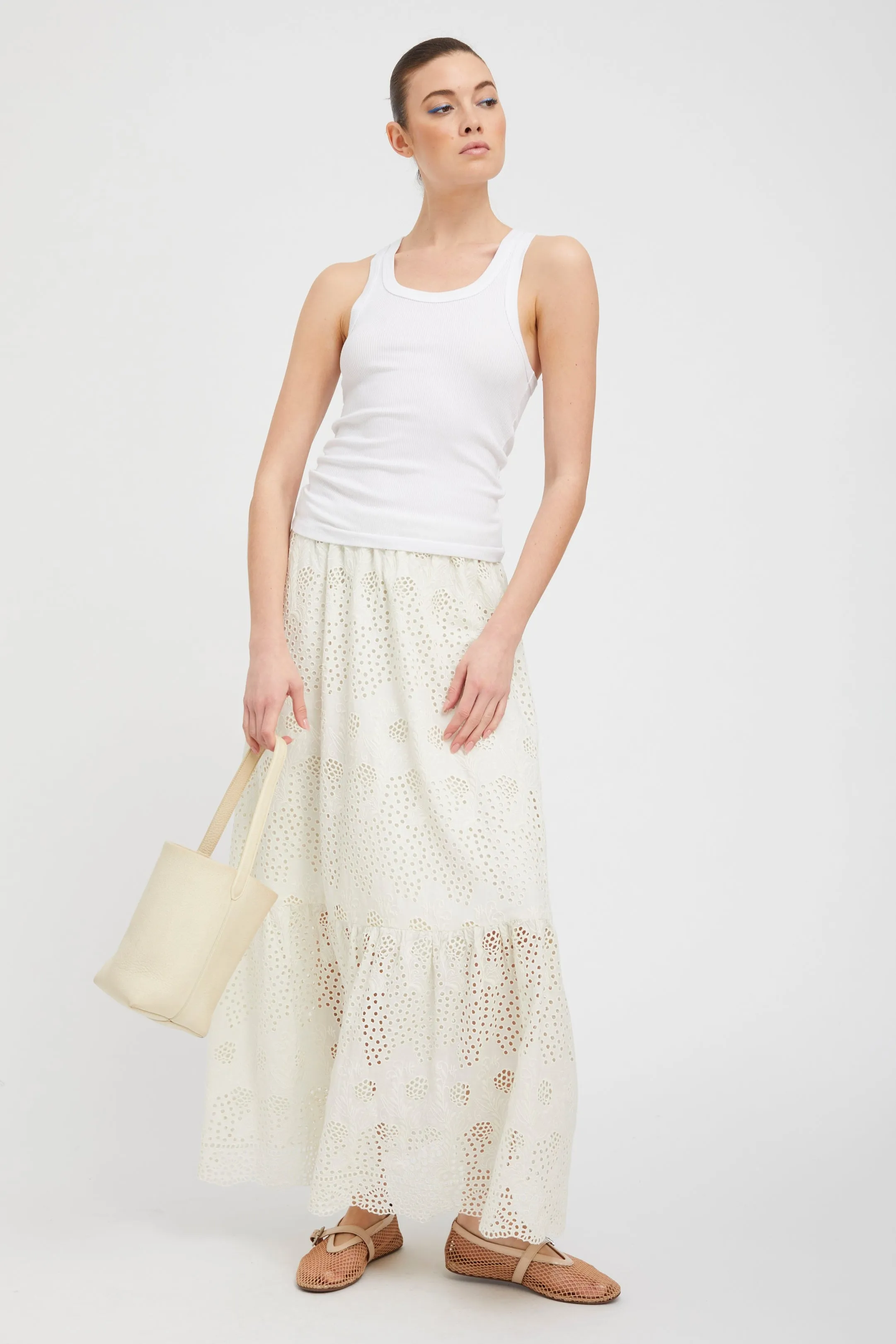 White Eyelet Ali Maxi Skirt sold by SPRWMN product image thumbnail 2