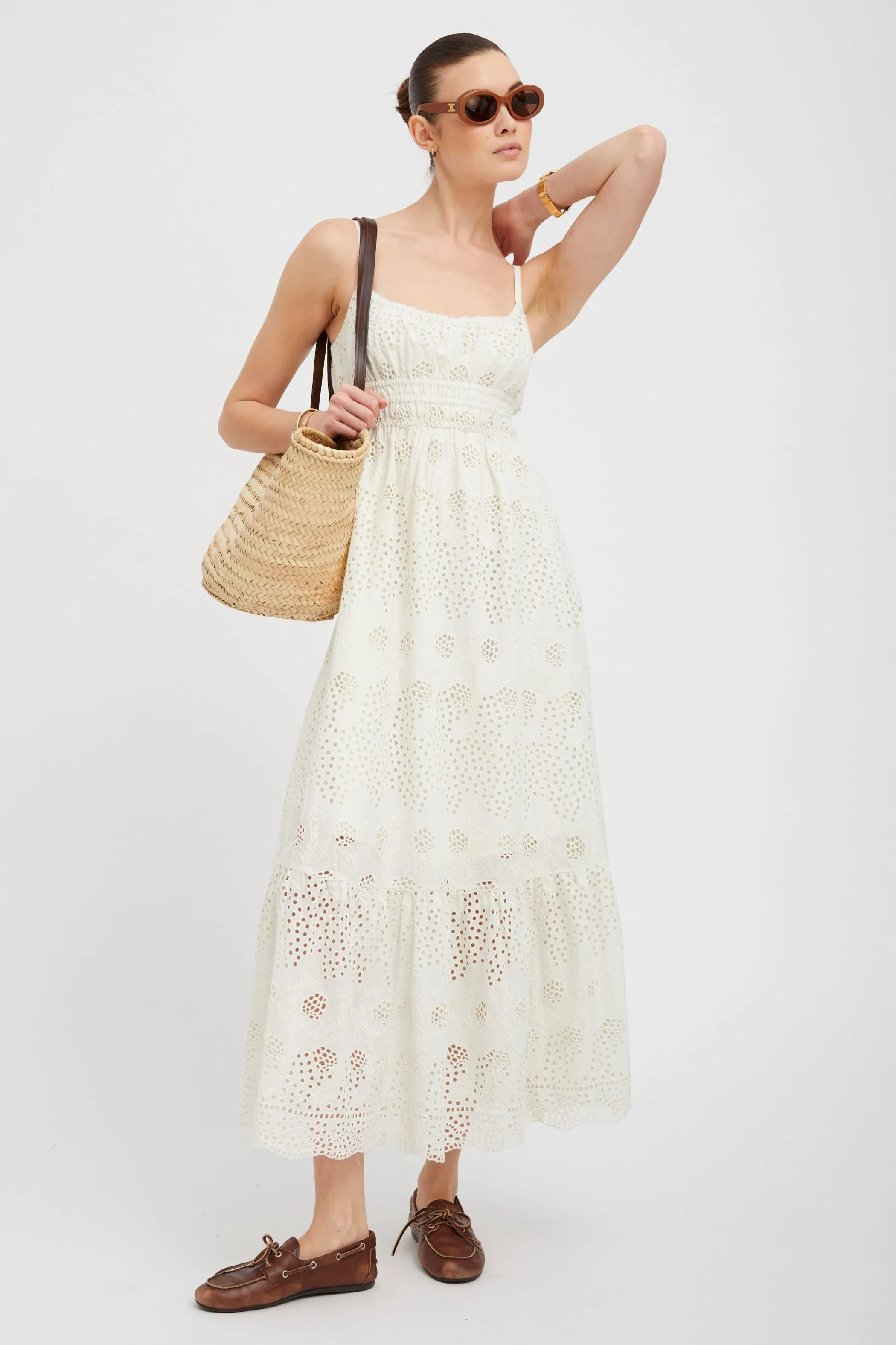 White Eyelet Ali Maxi Dress sold by SPRWMN product image thumbnail 3
