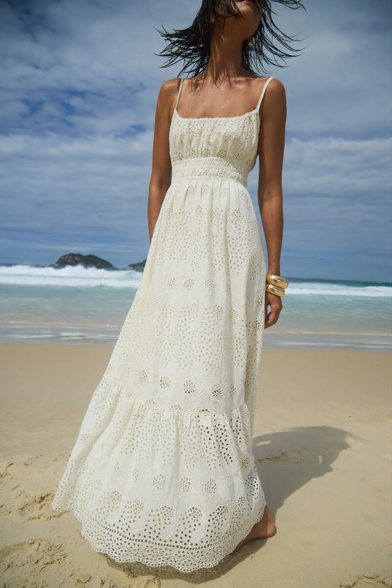 White Eyelet Ali Maxi Dress sold by SPRWMN