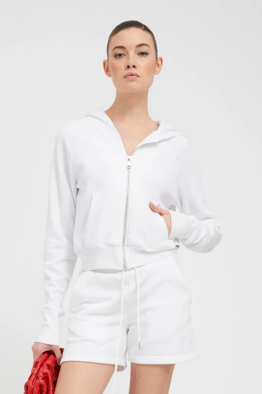 White Shrunken Zip up Hoodie sold by SPRWMN