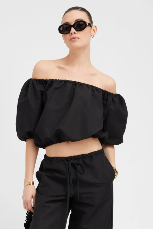 Black Linen Isabel Top sold by SPRWMN