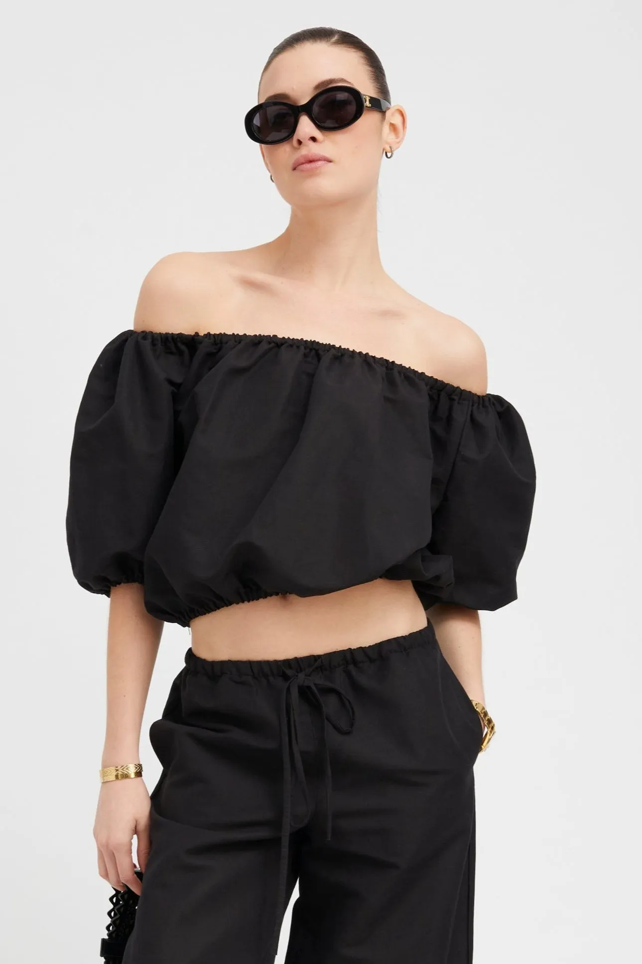 Black Linen Isabel Top sold by SPRWMN