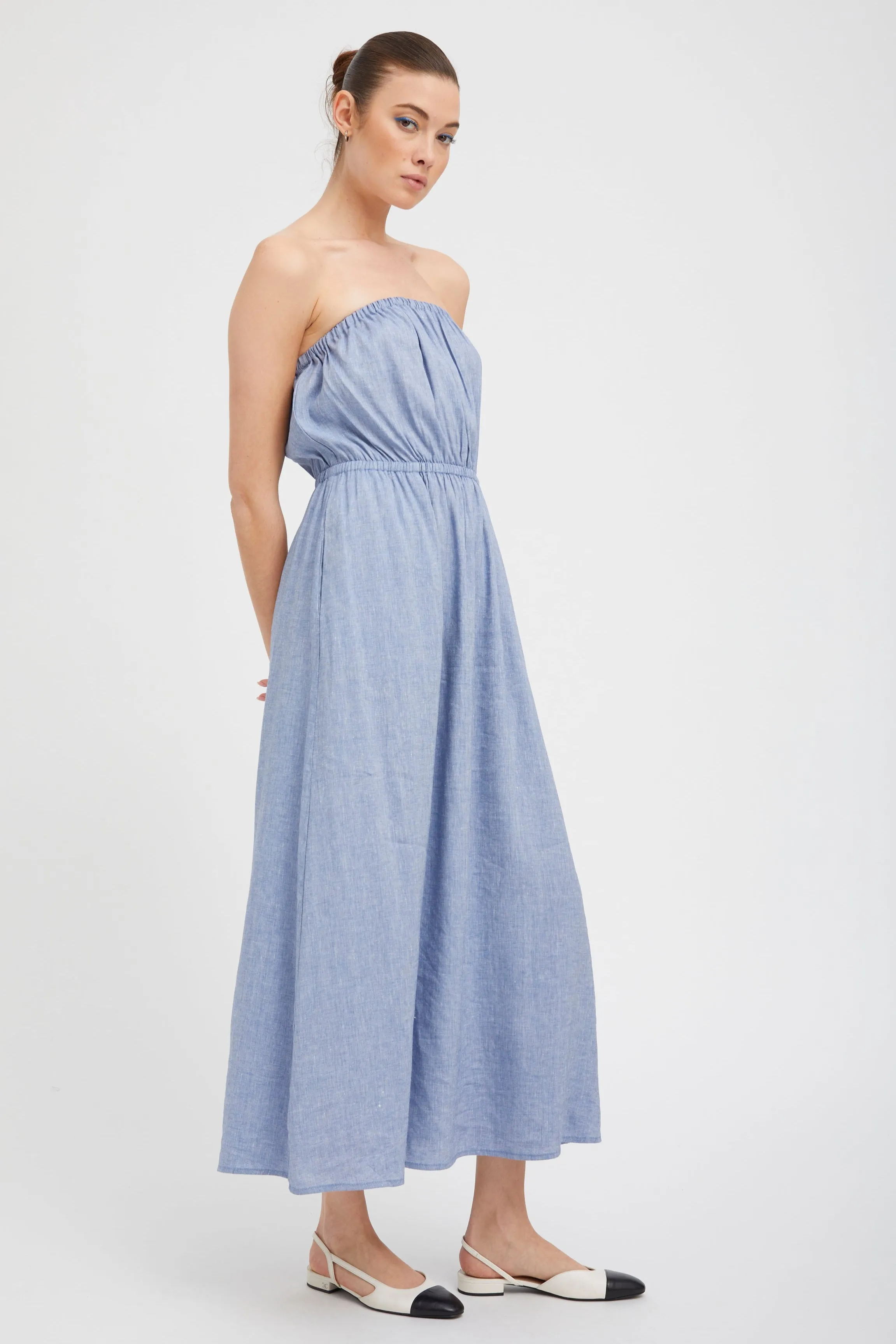 Blue Linen Marie Maxi Dress sold by SPRWMN product image thumbnail 3