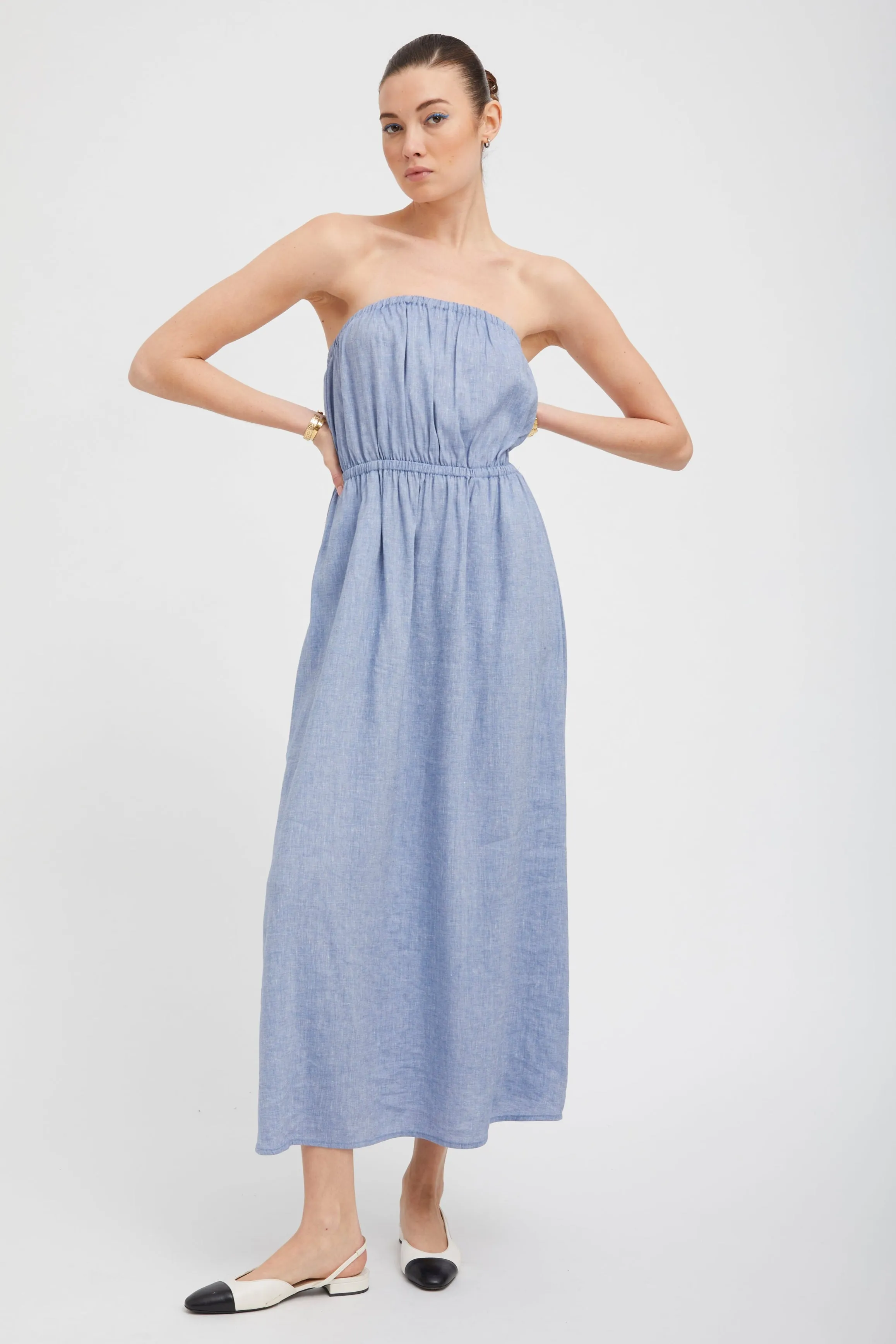 Blue Linen Marie Maxi Dress sold by SPRWMN product image thumbnail 2