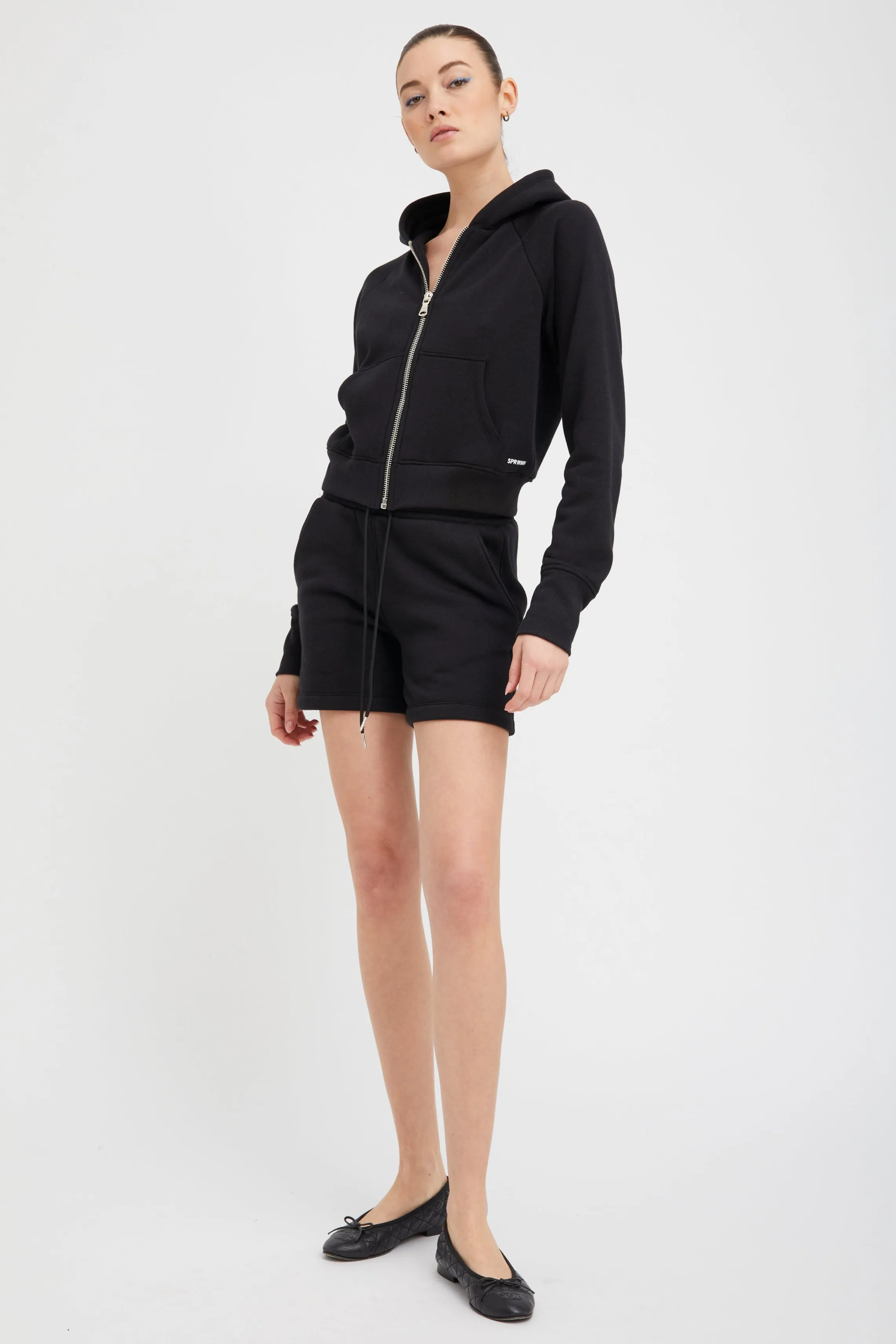 Black Shrunken Zip up Hoodie sold by SPRWMN product image thumbnail 2
