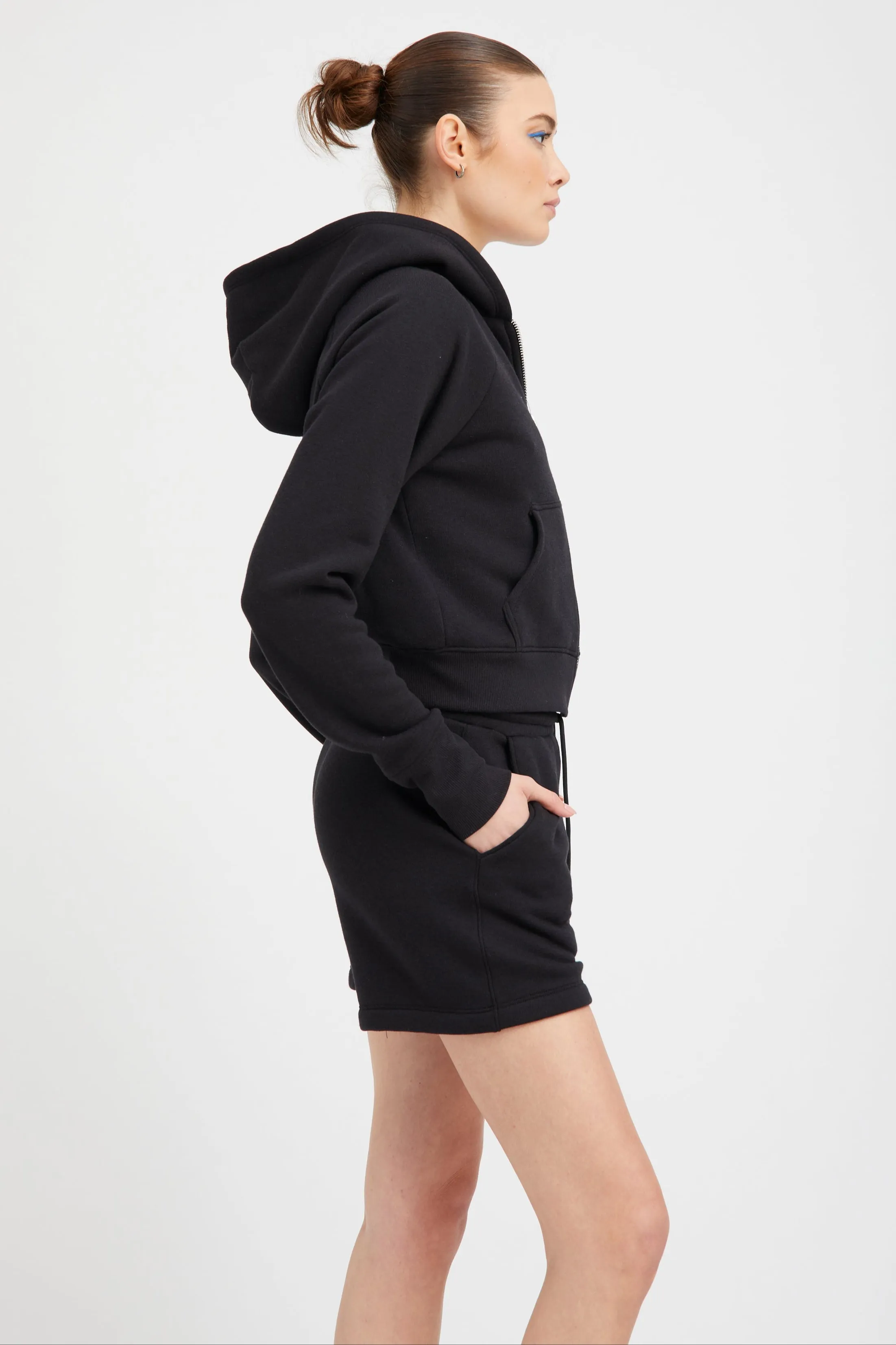 Black Shrunken Zip up Hoodie sold by SPRWMN product image thumbnail 3
