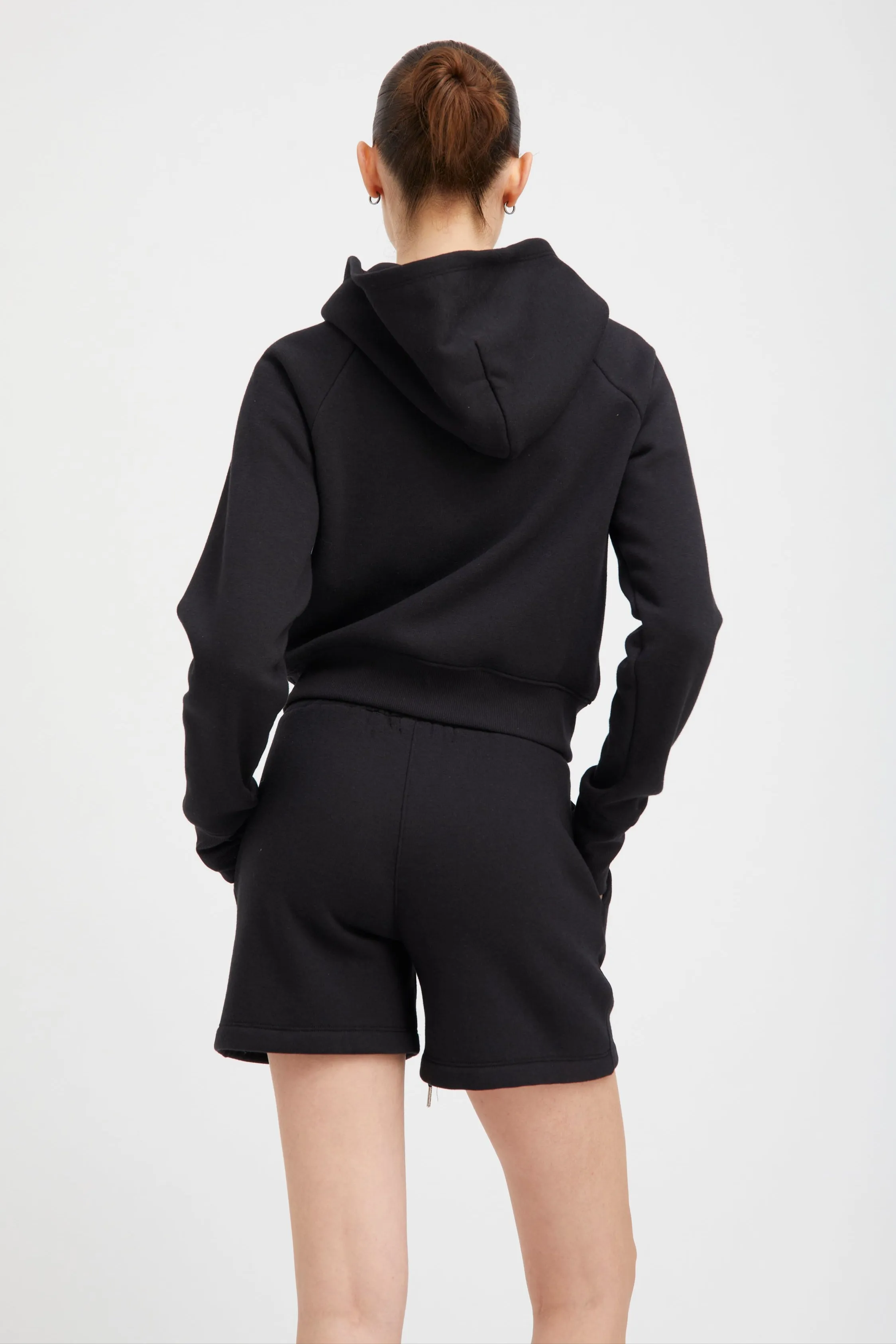 Black Shrunken Zip up Hoodie sold by SPRWMN product image thumbnail 4
