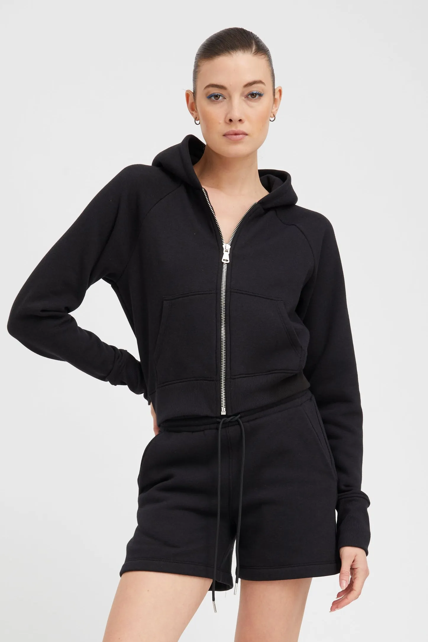 Black Shrunken Zip up Hoodie sold by SPRWMN