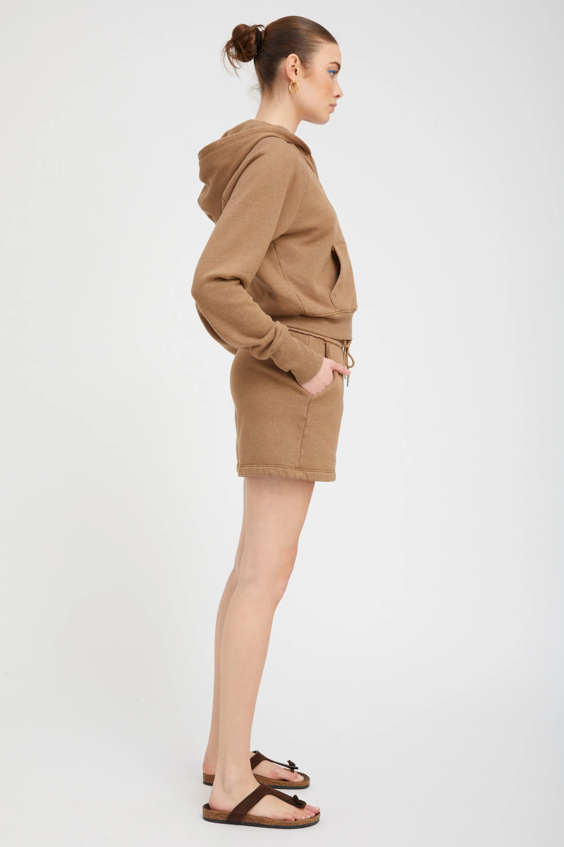 Camel Shrunken Zip Up Hoodie sold by SPRWMN product image thumbnail 3